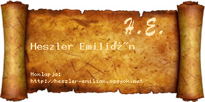 Heszler Emilián névjegykártya